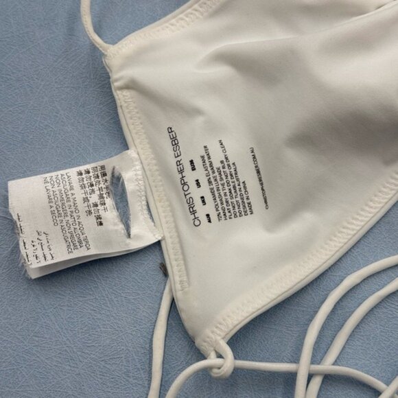 🆕 CHRISTOPHER ESBER 🧿 NWOT Orbit Embellished Ruched Bikini Top, White, Sz US 4 - Picture 16 of 16